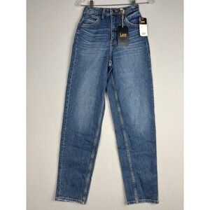 Lee Jeans Womens 24 Blue To The Max Small Batch Denim High Rise Tapered Stretch